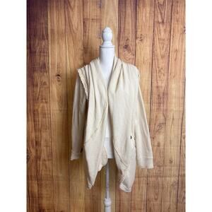 Oversize Free People Hooded Knit Cardigan with Pockets, Cream Women's Size M